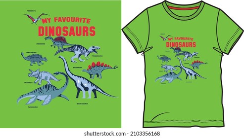Typography print with dinosaur . Original design with t-rex, dinosaur. print for T-shirts, fashion textiles, wrapping paper, web.