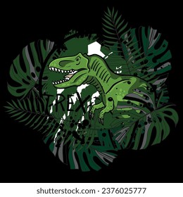 Typography print with dinosaur  . Original design with t-rex, dinosaur. print for T-shirts, fashion textiles, wrapping paper, web. 