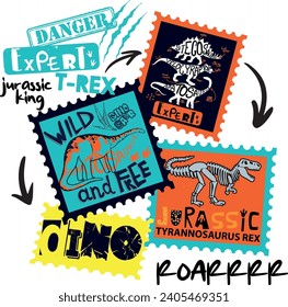 Typography print with dinosaur  . Original design with t-rex, dinosaur. print for T-shirts, textiles, wrapping paper, web. 