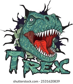 Impressão tipográfica com dinossauro . Design original com t-rex, dinossauro. impressão para T-shirts, têxteis de moda, papel de embrulho, teia. 