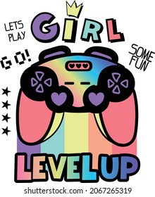 typography print for girls.  background with pink joystick and slogan 
