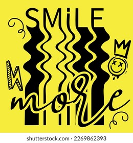 typography print with slogan - Smile more. motivational quotes typography slogan. Colorful abstract design with the lines style. Vector for print tee shirt, typography, poster and etc,
