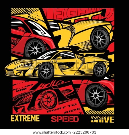 Typography print with Speed race car illustration. Speed slogan. For graphic tees, kids wear, card and more
