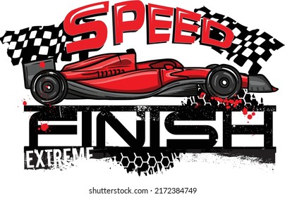 Impresión de tipografía con ilustración de carreras de velocidad rojas. Slogan de velocidad. Para tés gráficos, ropa infantil, tarjeta y más
