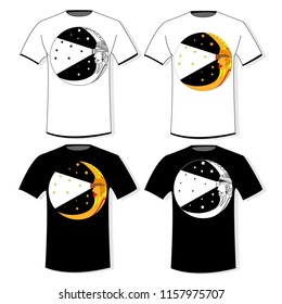 Typography print for t-shirts, hoodies. Isolated. Vector illustration.Moon.