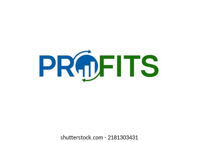 Tipografía de PROFITS con letra "O" única lista para usar.