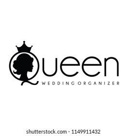 Typography Queen Wedding Make up artist Logo Design Vector