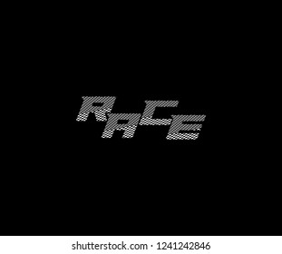 Typography RACE letter abstract pattern race flag monogram logotype