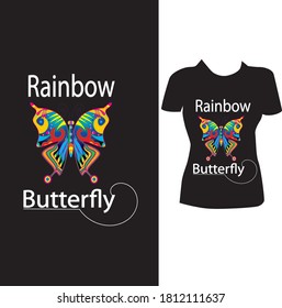 A typography rainbow butterfly t-shirt design.