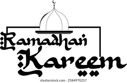 Typography ramadhan kareem with mosque