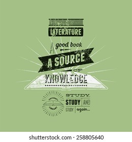 Typography retro bookstore poster design. Vector illustration.