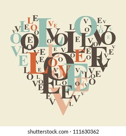 typography retro love heart