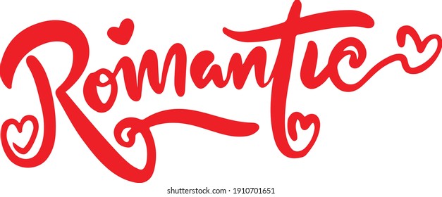 Typography of Romantic text, Lettering valentines day, greeting card ideas, poster ideas, flyer, handwritten calligraphy text, Vector Illustration, romantic greeting card. 