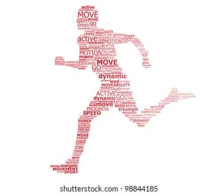 Corredora de tipografía - concepto deportivo y de acción
