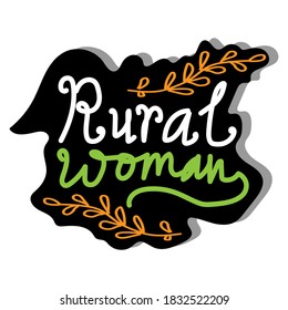 typography "Rural woman" for International Rural Women's Day. illustration vector