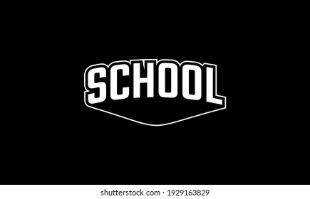 tipografía de la escuela sobre fondo negro. Vintage de texto de equipo. Gráfico vectorial de ilustración. Es bueno para el fondo de la plantilla, camiseta, pancarta, afiche, etc. 