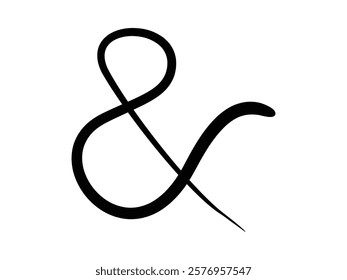 Typography script ampersand hand drawn vector illustration on transparent background