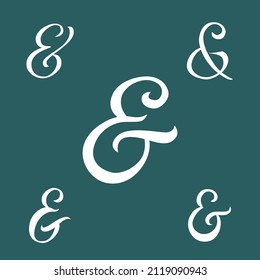 Typography script ampersand for wedding invitation, poster, card. Decorative hand drawn symbol. Flourish lettering element. Vector illustration