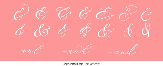 Typography script ampersand for wedding invitation, poster, card. Decorative hand drawn symbol. Flourish lettering element. Vector illustration