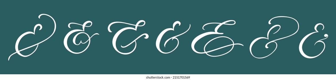 Typografisches Skript Ampersand für Hochzeitseinladung, Poster, Karte. Dekoratives, handgezeichnetes Symbol. Blühendes Schriftzeichen. Vektorgrafik.