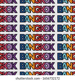 Typography seamless pattern of city bangkok thailand with repetition text