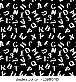 Typography seamless pattern on blackboard. Hand drawn vector alphabet background.