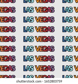 Typography seamless pattern of text las vegas america in rainbow colour on top of light background