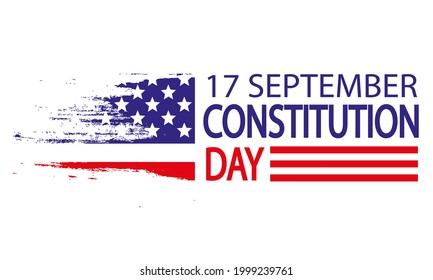 Typography September 17 United States Constitution Day, vector art illustration.