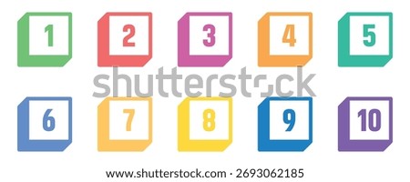 Typography set of 1-10 Numbers. Number bullet point. Vector illustration. Set of Round 1-10 numbers icon for education and app design. Bullet point or circle number icon symbol sign.