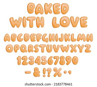 Typography set. Cartoon lettering with donuts font. Template poster vector illustration. Vector lettering illustration design