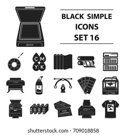 Typography set icons in black style. Big collection typography vector symbol stock illustration