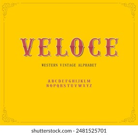 typography set. Vector designs font a to z. Western Vintage futuristic Alphabet