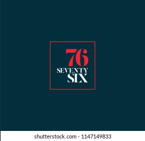 Typography seventy six, Digit 76 logo icon vector template. 
