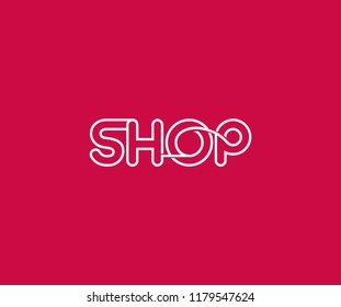 Typography SHOP Outline Shape Logotype