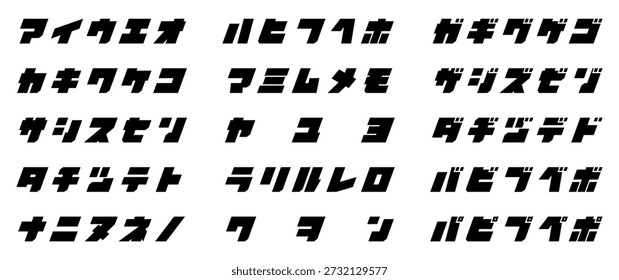 Tipografia: Simple block font italic (katakana)