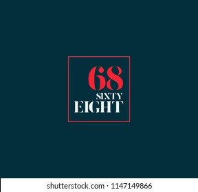 Typography sixty eight, Digit 68 logo icon vector template. 
