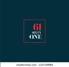 Typography sixty one, Digit 61 logo icon vector template. 
