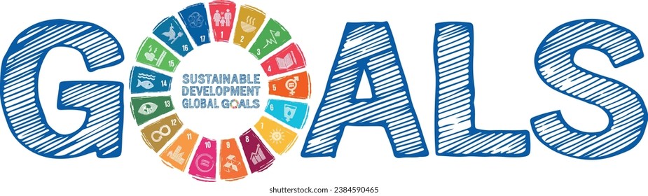 Typography sketch of Sustainable Development global goals. School Education concept. Sustainable Development for a better world. Vector illustration. svg