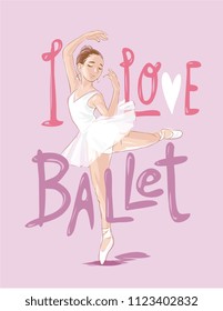 typography slogan with ballerina illustration 