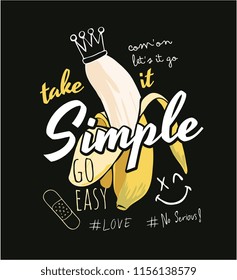 typography slogan with banana illustration