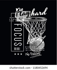 typography slogan with basketball illustration