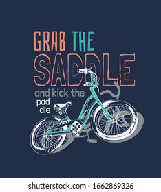 typography slogan with bicycle illustration