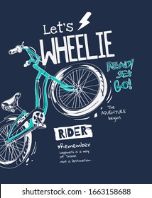 typography slogan with bicycle illustration