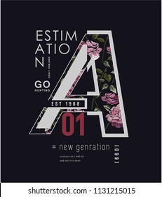 typography slogan with capital letter A and flower typography slogan with capital letter A and flower