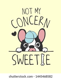 typography slogan with cartoon cute dog illustration on yellow background