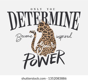 typography slogan with cat silhouette on leopard skin illustration