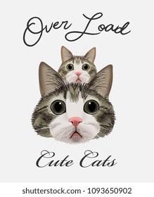 typography slogan with cats illustration