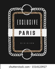 typography slogan in chain lace frame illustration