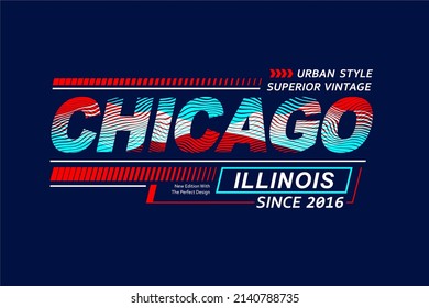 Typography slogan Chicago vector illustration, for manual t-shirt screen printing and other uses, because the colors can be separated easily