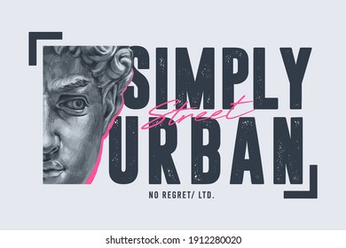 typography slogan close up face classic statue,vector illustration for t-shirt.